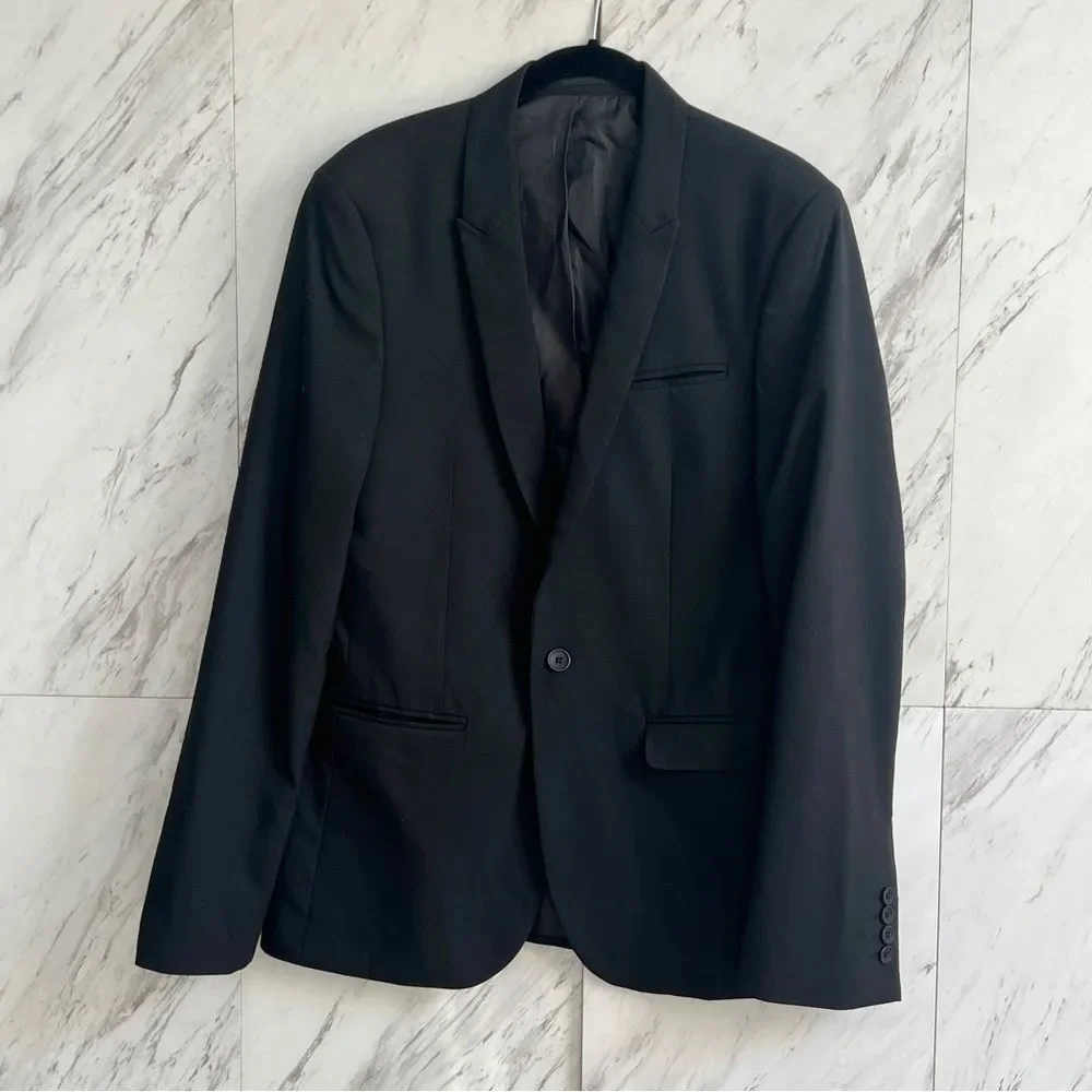 ASOS Men's Single Breasted Suit Jacket Classic Black Blazer Coat Size 38R
